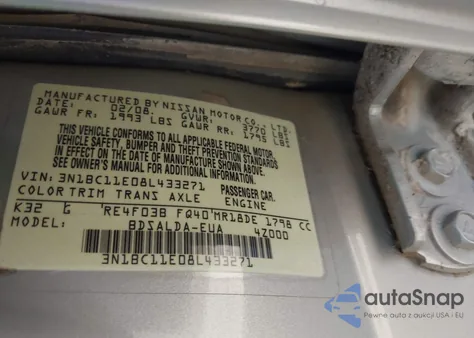 2008 Nissan Versa 1.8S из США, поврежденный, VIN 3N1BC11E08L433271